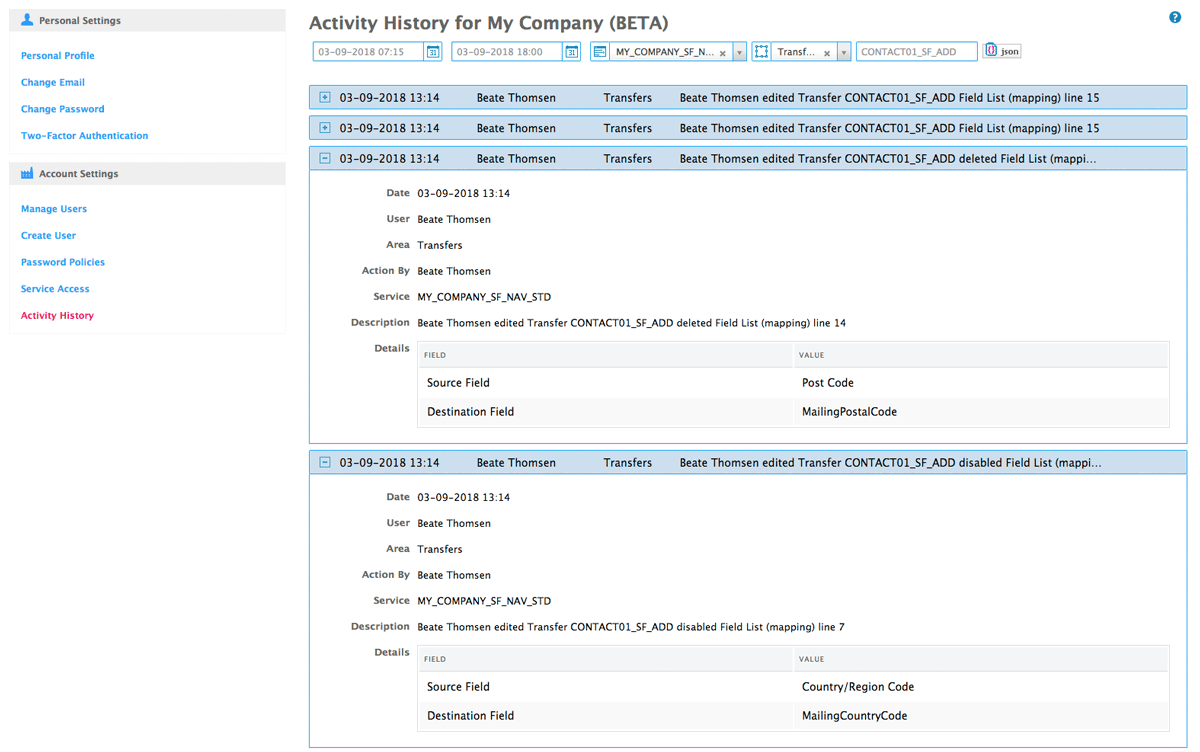 details delete and disabled fieldlist entry on transfer