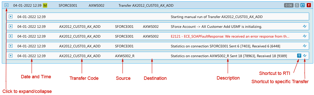 Runs details indicating error