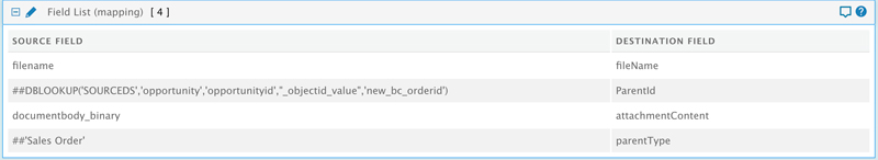 Fieldlistmapping: Sales to Business Central file transfer