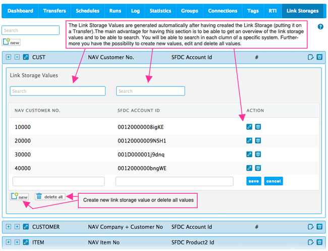create link storage values