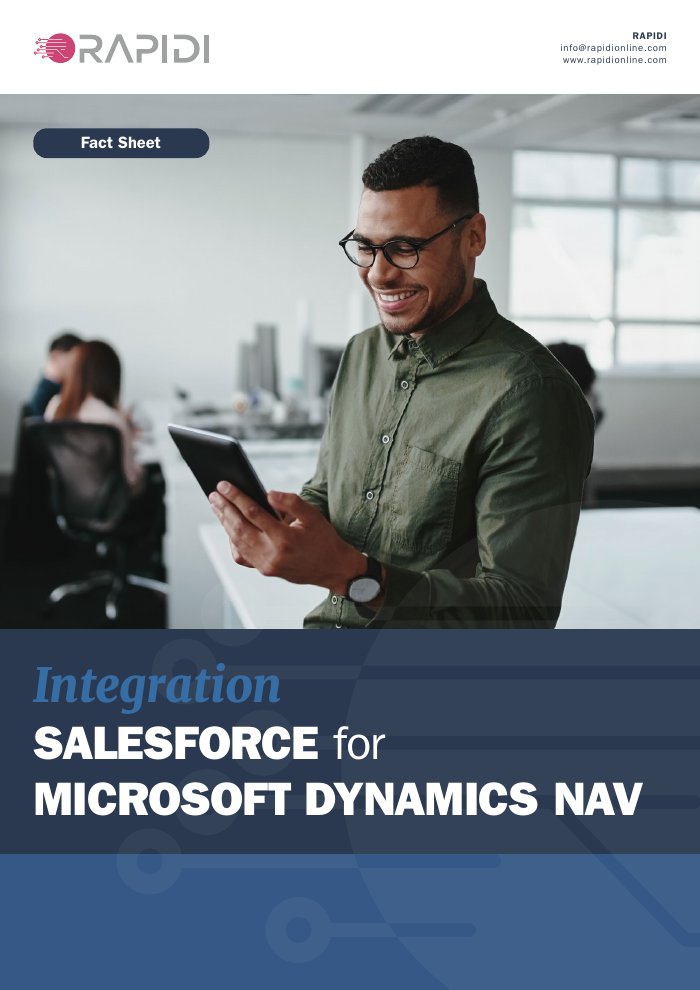 Cover of the Rapidi fact sheet on Salesforce and Microsoft Dynamics NAV