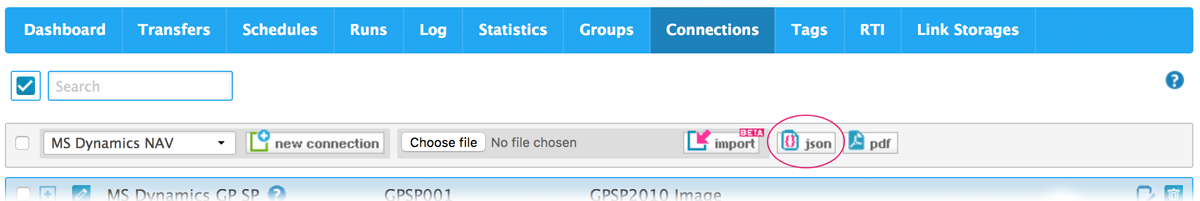 exporting to json file on connections exporting to json file on connections