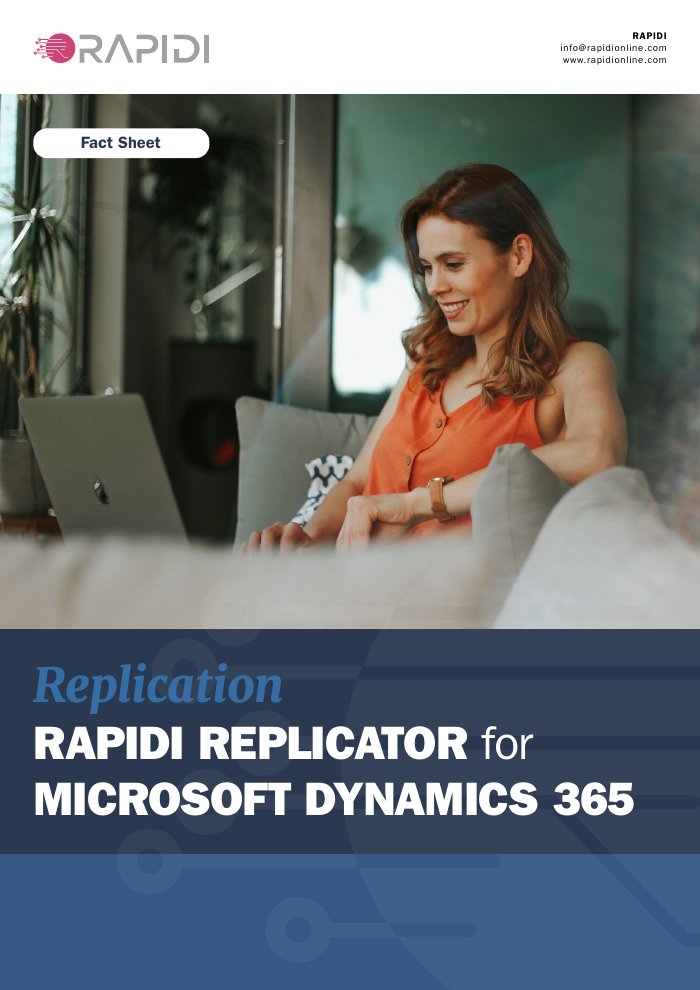 Cover of the Rapidi Replicator for Microsoft Dynamics 365 fact sheet