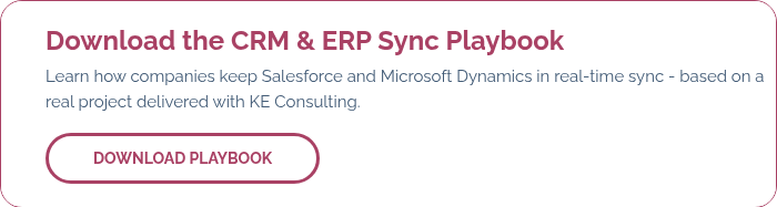 Download the CRM & ERP Sync Playbook Learn how companies keep Salesforce and Microsoft Dynamics in real-time sync - based on a real project delivered with KE Consulting. &nbsp;